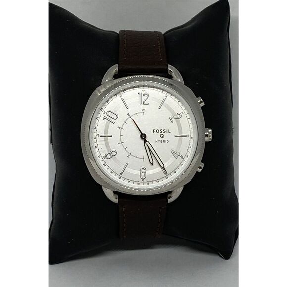 Fossil FTW1202 Women's Brown Leather Silver Analog Dial Hybrid Smartwatch CM536 - Picture 1 of 12